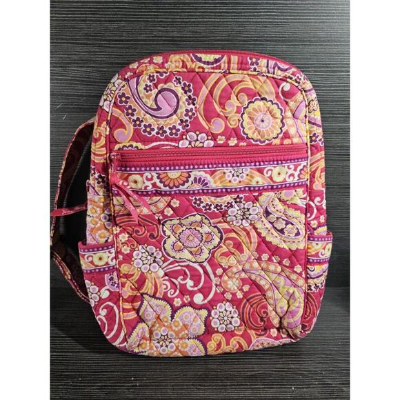 Vintage Vera Bradley Paisley Quilted Back Pack Small Raspberry Fizz Made In USA main image 5